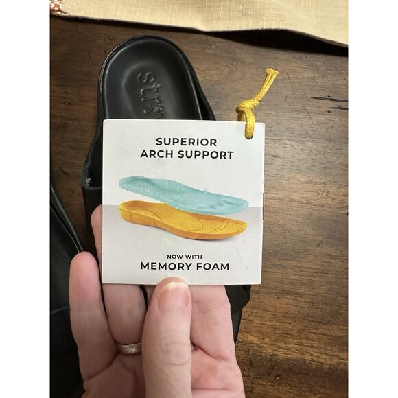 Strive Santorini Round Toe Two Strap Orthotic Sandal All Black Womens US 10-41 - Picture 4 of 7